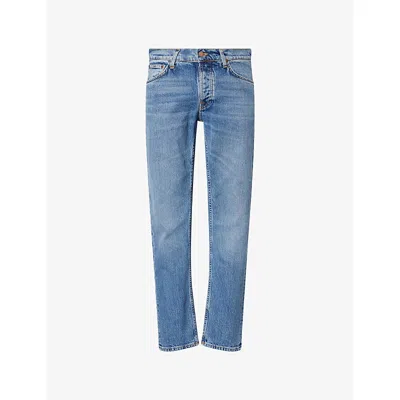 NUDIE JEANS MENS WORN VINTAGE SOLID OLLIE STRAIGHT-LEG DENIM JEANS