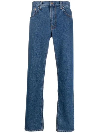Nudie Jeans Mens Morning Mist Gritty Jackson Straight-leg Denim Jeans In Blue
