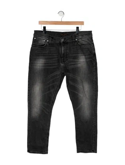 Pre-owned Nudie Jeans Mid-rise Straight Leg Jeans In Gray