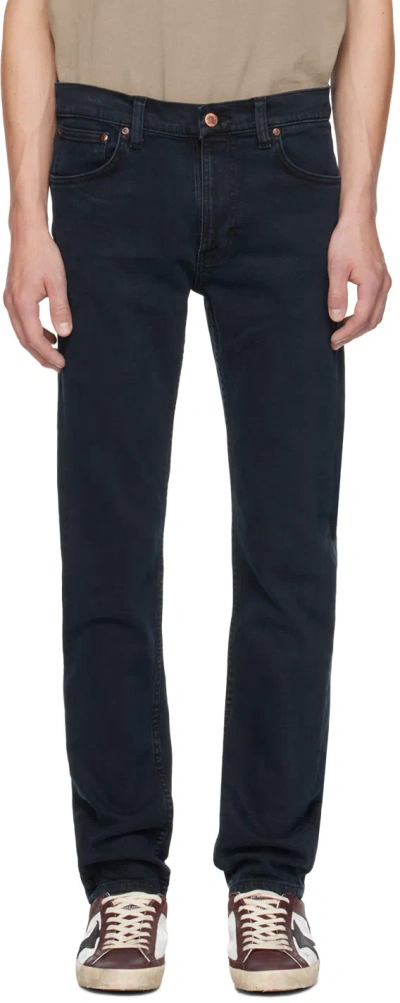 Nudie Jeans Navy Lean Dean Jeans In Black Skies