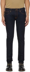 Nudie Jeans Navy Skinny Lin Jeans In Deep Orange