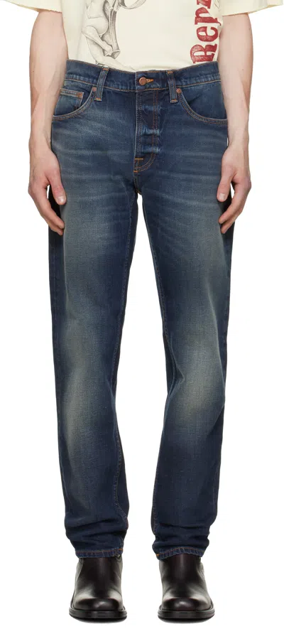 Nudie Jeans Navy Solid Ollie Jeans In Blue