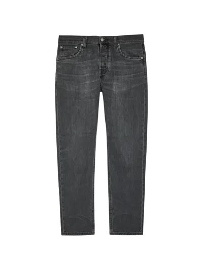 Nudie Jeans Ollie Buttoned Denim Straight-leg Jeans In Black