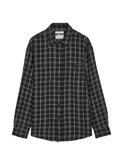 Nudie Jeans Checked Cotton And Linen-blend Shirt In Black