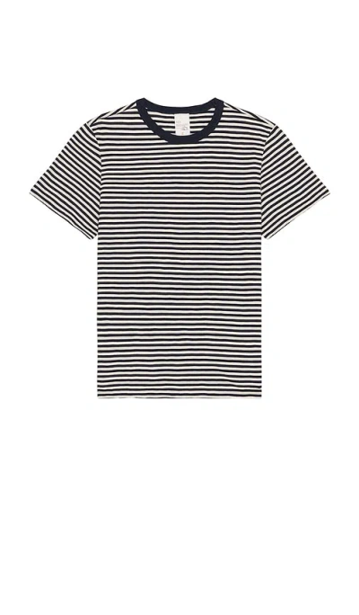 Nudie Jeans Roy Slub Stripe T-shirt In 蓝色与米白色