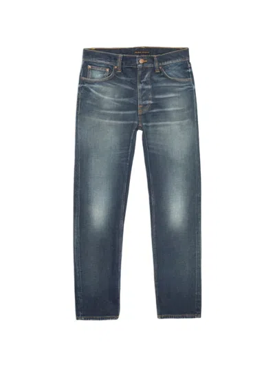 Nudie Jeans Solid Ollie Lost Faded Denim Jeans In Blue