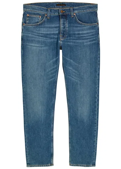 Nudie Jeans Solid Ollie Slim Straight-leg Jeans In Blue