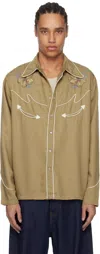 Nudie Jeans Tan Gonzo Cowboy Flower Shirt In Y14tobacco