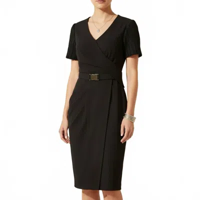 Nue By Shani Built In Shapewear Faux Wrap Dress In 001 Blk In Black