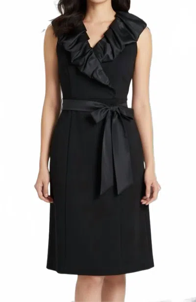 Nue By Shani Built In Shapewear High Ruffle Neck Dress In Black