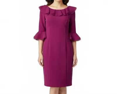 Nue By Shani Built In Shapewear Ruffle Pencil Dress In Fush In Purple