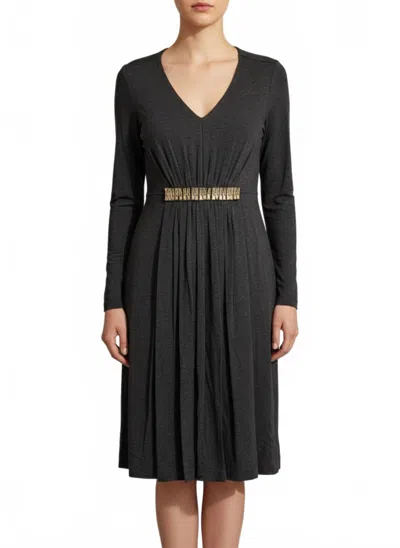 Nue By Shani Built In Shapewear Stretch Belted Dress In Grey In Black