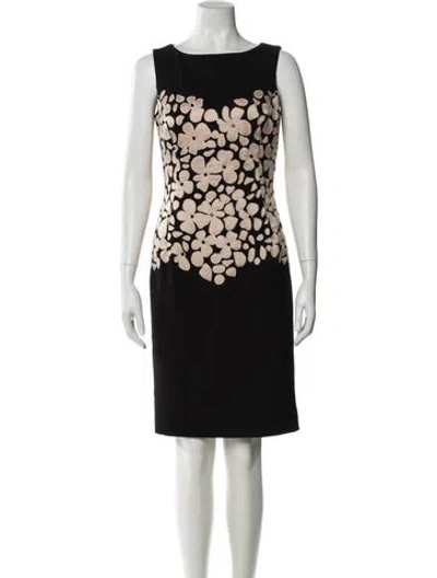 Pre-owned Nue By Shani Printed Knee-length Dress In Black