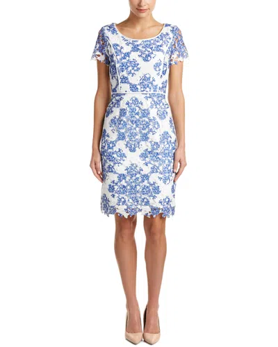 Nue By Shani Sheath Dress In Blue/white