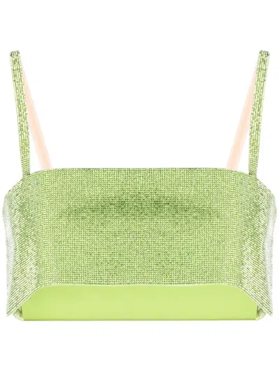 Nué Charlotte Rhinestone-embellished Cropped Top In Green