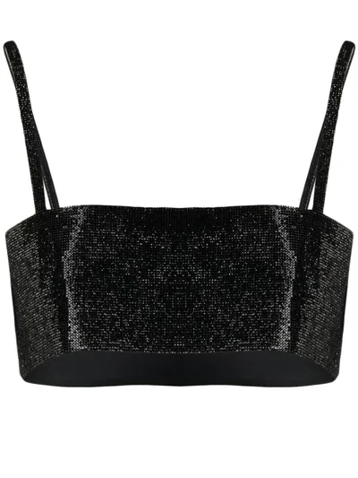 Nué Black Crystal Detail Cropped Top