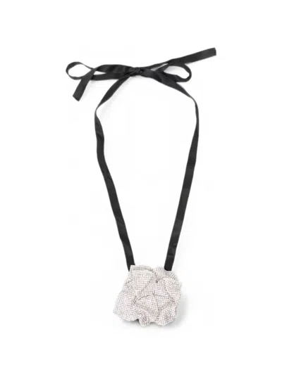Nué Crystal-embellished Floral-motif Choker In Black
