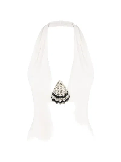 Nué Crystal-embellished Halterneck Swimsuit In White