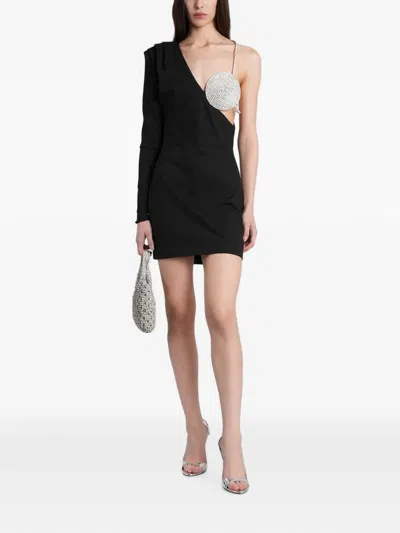 Nué Crystal-embellished One-shoulder Dress In Black