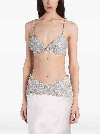 Nué Crystal-embellished Top In Gray