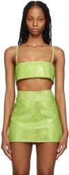 Nué Charlotte Rhinestone Top In Neon Green