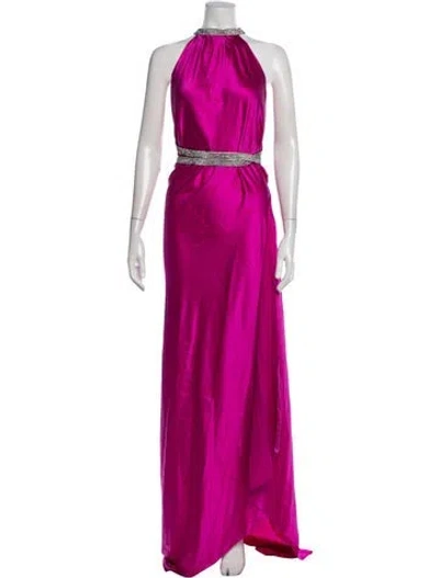 Pre-owned Nué Halterneck Long Dress In Pink