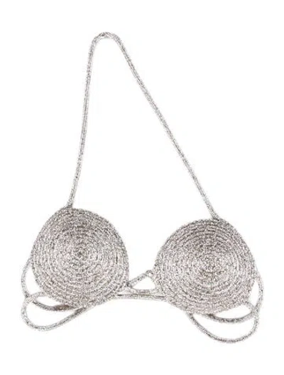 Pre-owned Nué Halterneck Sleeveless Sports Bra In Silver