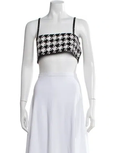 Pre-owned Nué Houndstooth Print Square Neckline Crop Top In Red