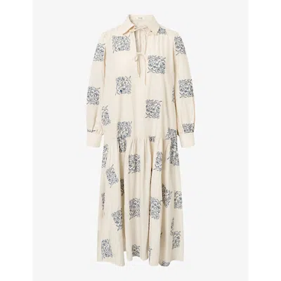 Nue Notes Womens Birch Clarence Printed Cotton Midi Dress