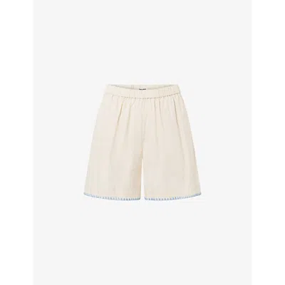 Nue Notes Womens Birch Juliano Embroidered-trim Cotton Shorts