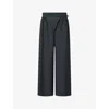 NUE NOTES NUE NOTES WOMEN'S BLACK CARAMEL STRIPE BALTHARZAR TAILORED MID-RISE STRETCH-WOVEN TROUSERS