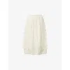 NUE NOTES NUE NOTES WOMEN'S EGRET ANDREW FLORAL-EMBROIDERED QUILTED COTTON MIDI SKIRT