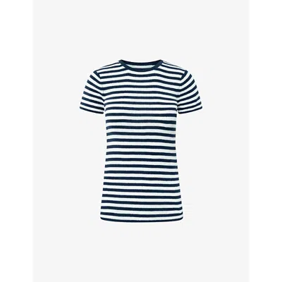Nue Notes Womens Navy Stripe Simon Short-sleeve Striped Cotton T-shirt