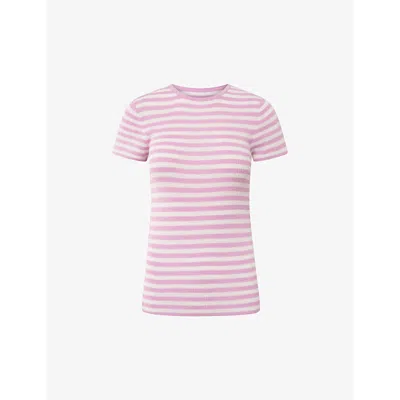 Nue Notes Womens Pink Stripe Simon Short-sleeve Striped Cotton T-shirt