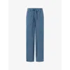 NUE NOTES NUE NOTES WOMEN'S TRUE NAVY NATHANIEL WIDE-LEG MID-RISE COTTON TROUSERS