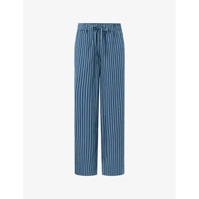 Nue Notes Womens True Navy Nathaniel Wide-leg Mid-rise Cotton Trousers