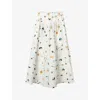 NUE NOTES NUE NOTES WOMEN'S YELLOW CREAM BOWIE FLORAL-PRINT COTTON MIDI SKIRT