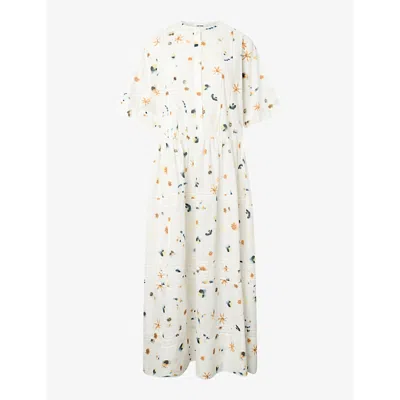 Nue Notes Womens Yellow Cream Will Floral-print Cotton Maxi Dress