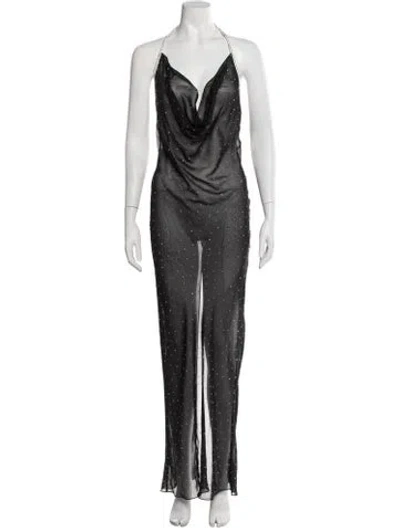 Pre-owned Nué Printed Long Dress In Black