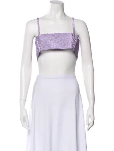 Pre-owned Nué Sequin Square Neckline Crop Top In Silver