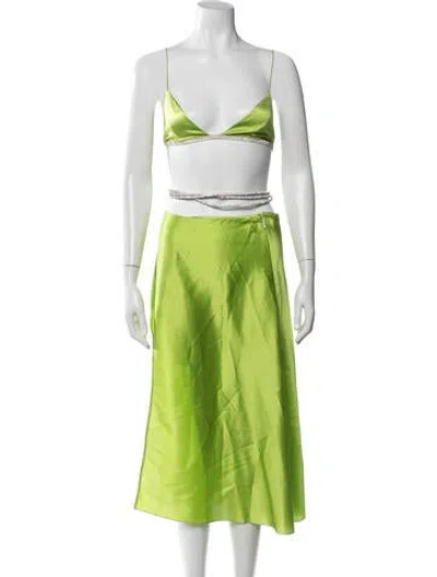 Pre-owned Nué Silk Crystal Embellishments Skirt Set W/ Tags In Green