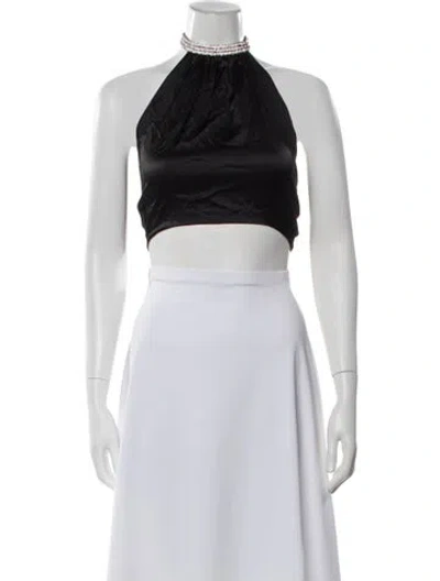 Pre-owned Nué Silk Halterneck Crop Top In Black