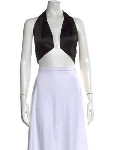 Pre-owned Nué Silk Halterneck Crop Top W/ Tags In Black