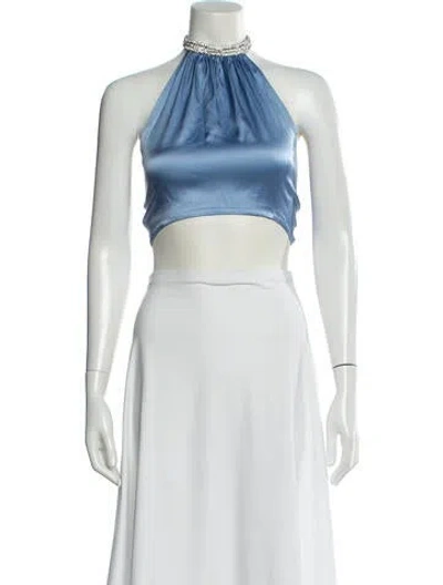 Pre-owned Nué Silk Halterneck Crop Top In White