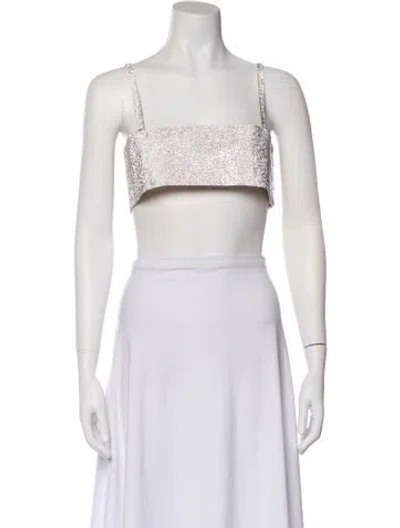 Pre-owned Nué Silk Square Neckline Crop Top In Purple