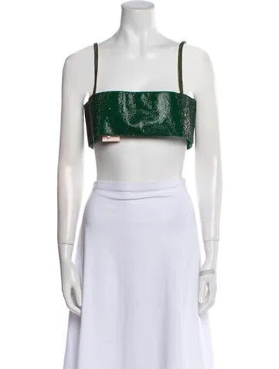 Pre-owned Nué Silk Square Neckline Crop Top W/ Tags In Green