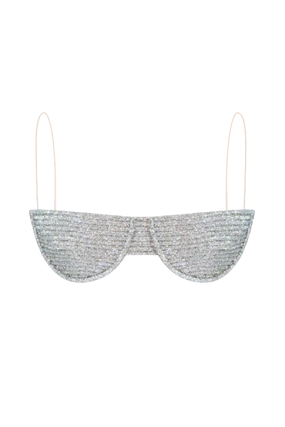 Nué Midnight Rhinestone Bra Top In Silver
