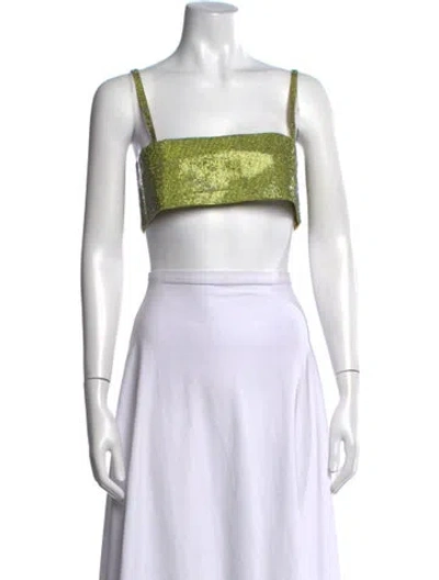 Pre-owned Nué Square Neckline Sleeveless Crop Top In Black