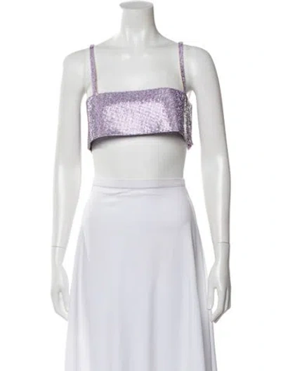 Pre-owned Nué Square Neckline Sleeveless Crop Top In Metallic/silver