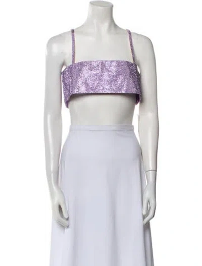 Pre-owned Nué Square Neckline Sleeveless Crop Top In Purple